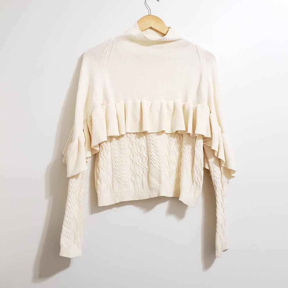 Project Naadam Flutter Ruffle Trimmed Knit Sweater - Picture 2 of 5